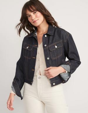Cropped Non-Stretch Jean Jacket for Women blue