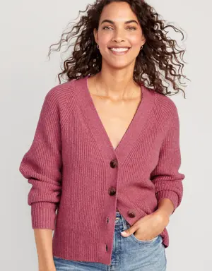Shaker-Stitch Cardigan Sweater for Women pink