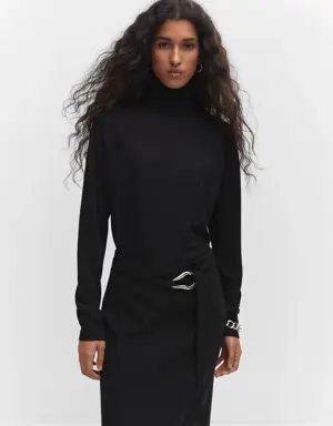 Pull-over maille fine col roulé