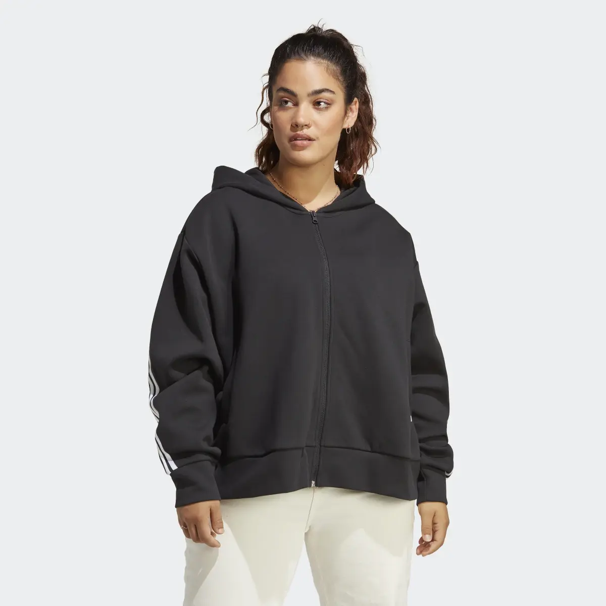 Adidas Future Icons 3-Stripes Full-Zip Hoodie (Plus Size). 2