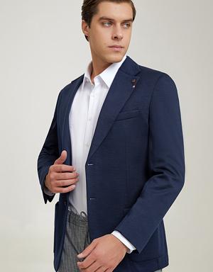 Damat Regular Fit Lacivert Örme Kumaş Ceket