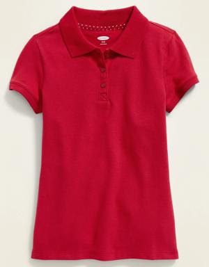 Uniform Pique Polo Shirt for Girls red