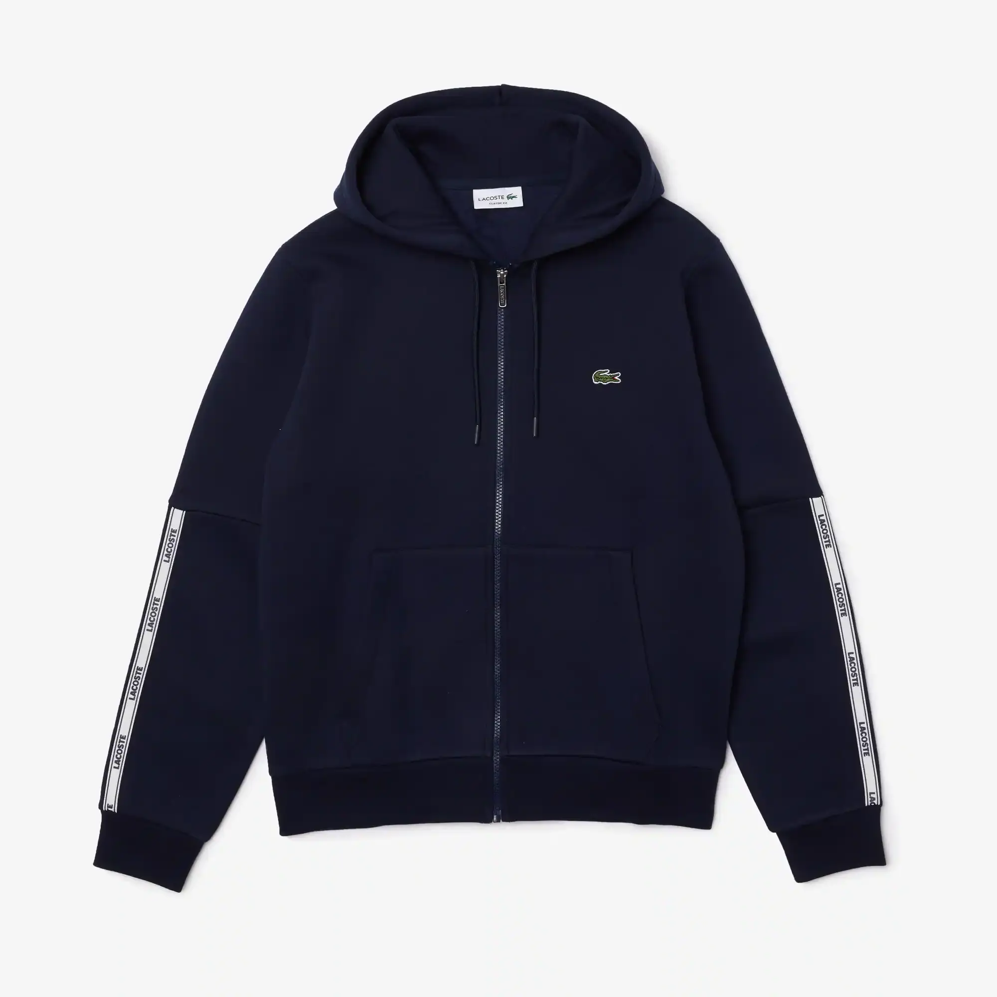 Lacoste Men's Branded Bands Zip-Up Fleece Hoodie. 2 Lacoste Men's Branded Bands Zip-Up Fleece Hoodie. 2