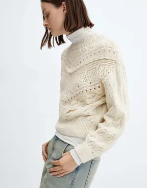 Knitted jumper with openwork details