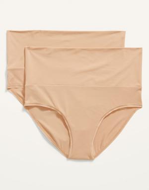 Old Navy Maternity 2-Pack Rollover-Waist Soft-Knit Hipster Underwear beige