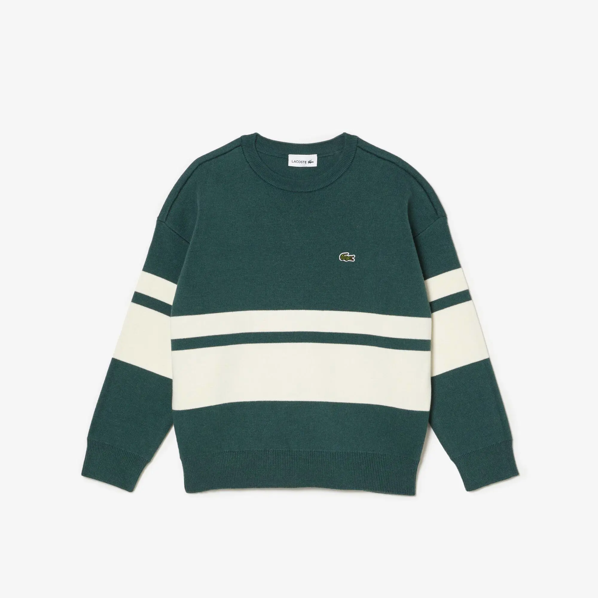 Lacoste Contrast Stripe Cotton Sweater. 1