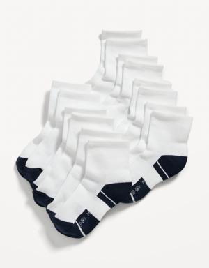 Go-Dry Quarter Crew Socks 7-Pack for Boys white