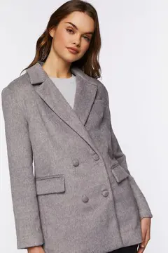 Forever 21 Forever 21 Faux Wool Double Breasted Blazer Heather Grey. 2