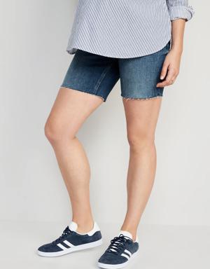 Maternity Full-Panel OG Straight Cut-Off Jean Shorts -- 5-inch inseam multi