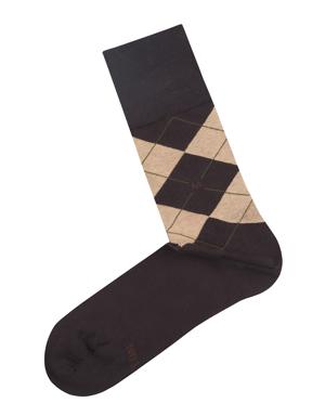 Baklava Desenli Koyu Kahverengi Pamuk Çorap