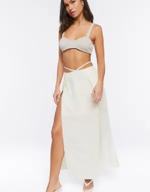 Forever 21 Cutout M Slit Maxi Skirt Green Apple