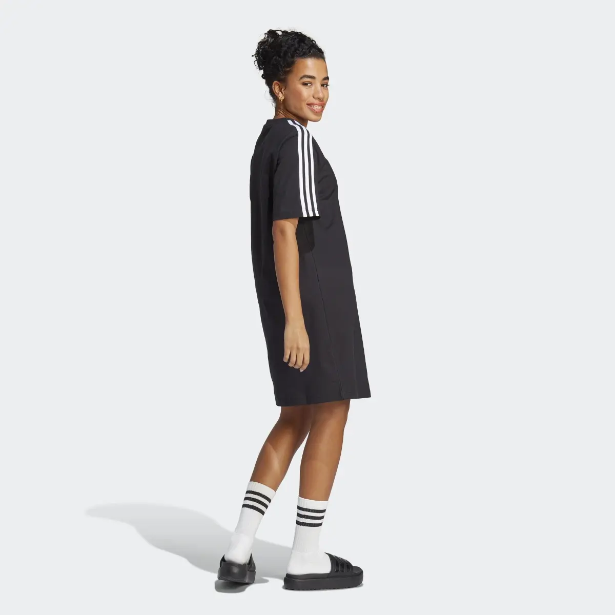 Adidas Essentials 3-Stripes Single Jersey Boyfriend Tee Dress. 3