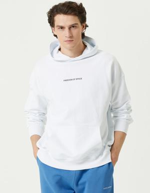 Space Beyaz Kapüşonlu Sweatshirt