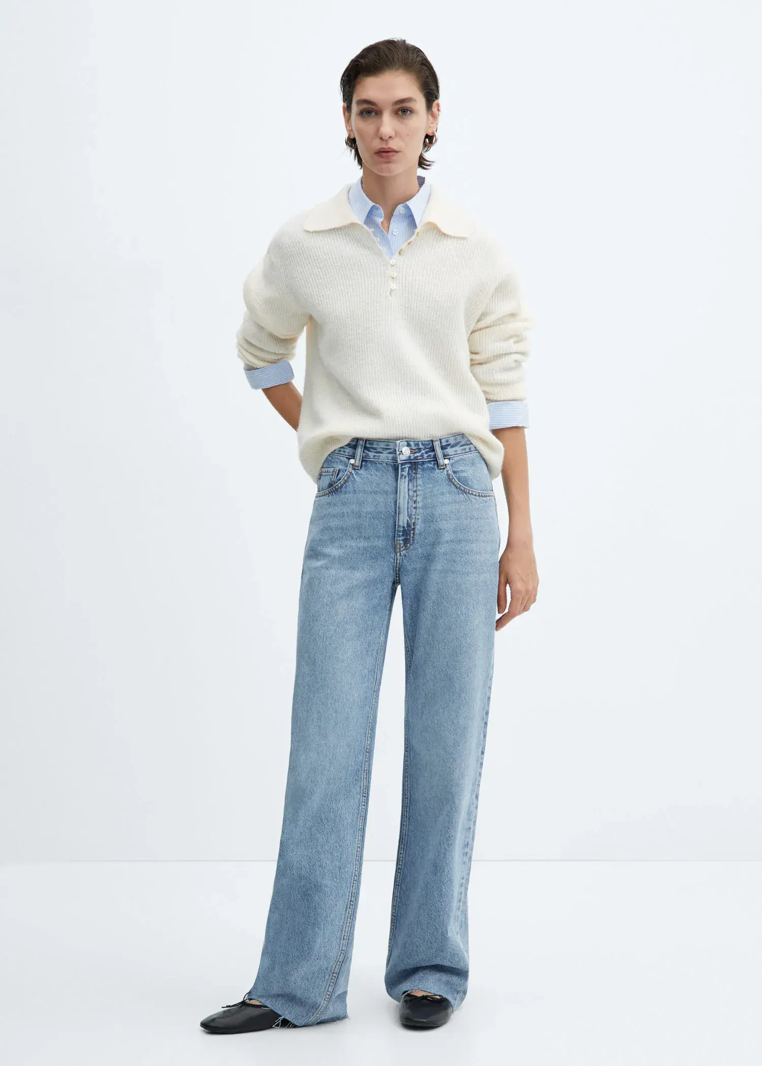 Mango Wideleg mid-rise jeans. 1