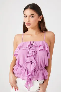 Forever 21 Forever 21 Layered Ruffle Trim Cami Amethyst. 2
