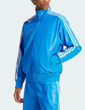 Adidas Faux Leather Adicolor 3-Stripes Loose Firebird Track Suit Jacket