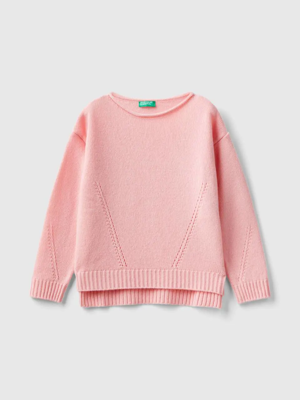 Benetton knit sweater with playful stitching. 1