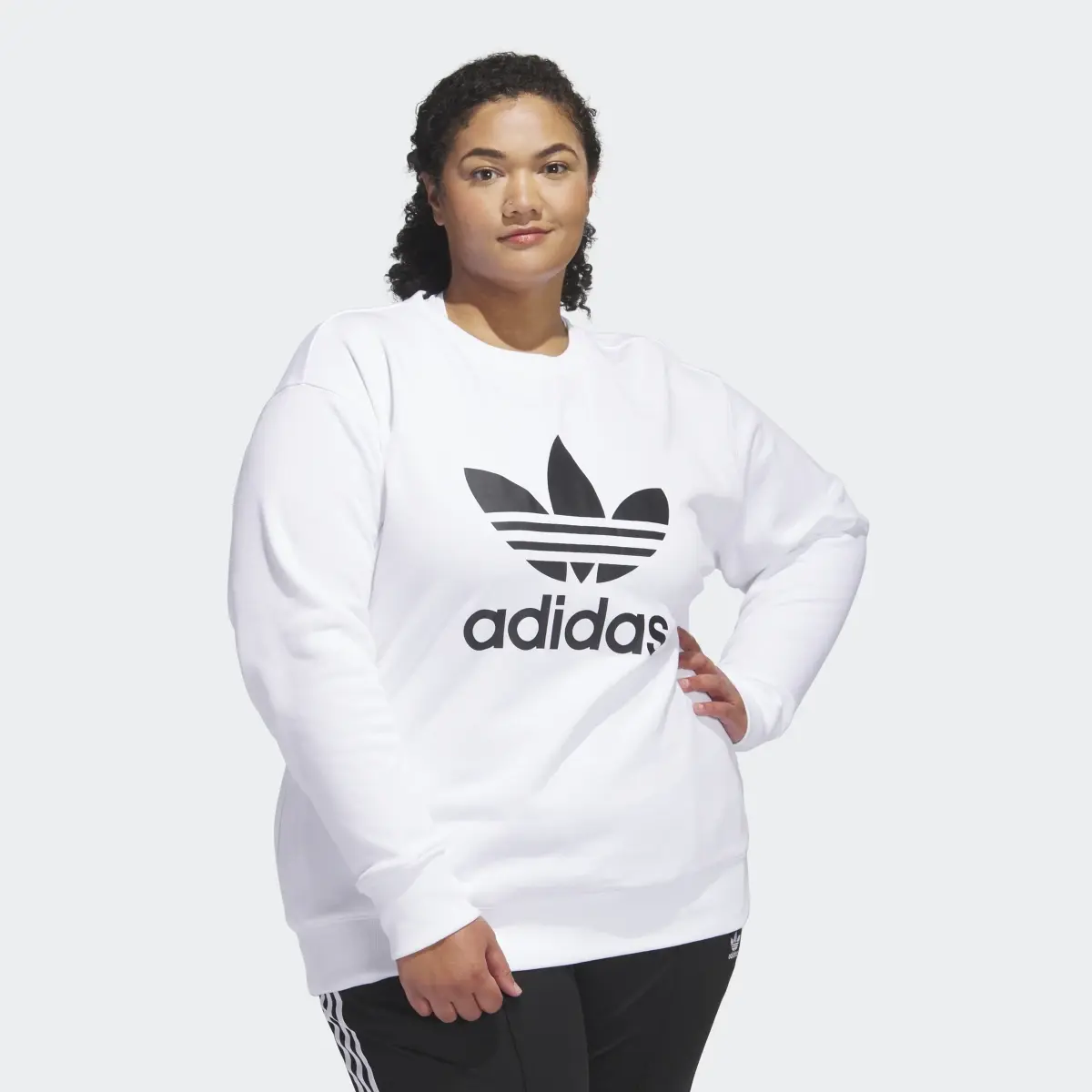 Adidas Adicolor Trefoil Crew Sweatshirt (Plus Size). 2