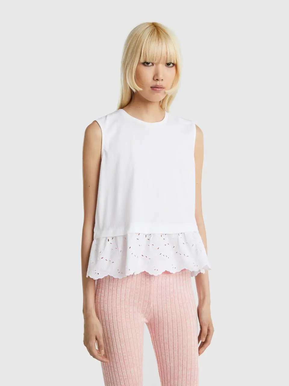 Benetton tank top with broderie anglaise flounce. 1