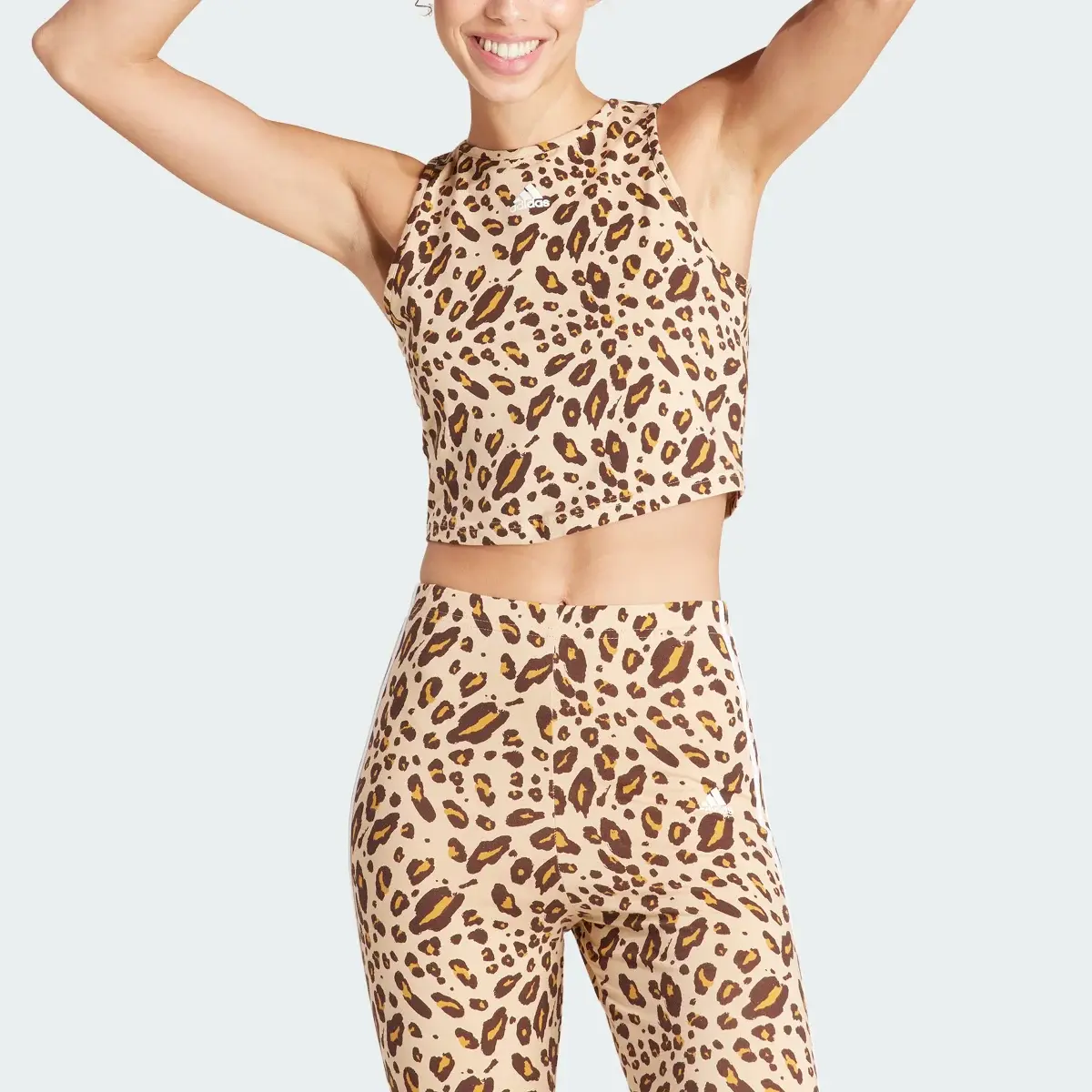 Adidas Essentials Animal-Print Crop Tank Top. 1