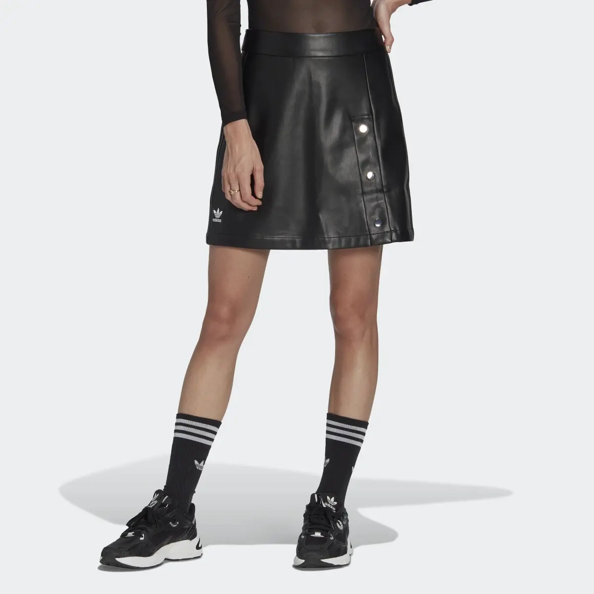 Adidas Centre Stage Faux Leather Skirt. 1