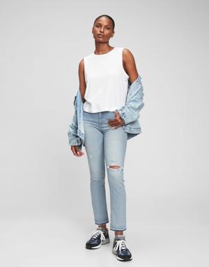 High Rise Vintage Slim Jeans with Washwell blue