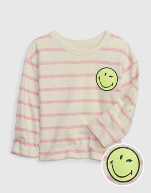 × SmileyWorld® Toddler Striped Shirt pink