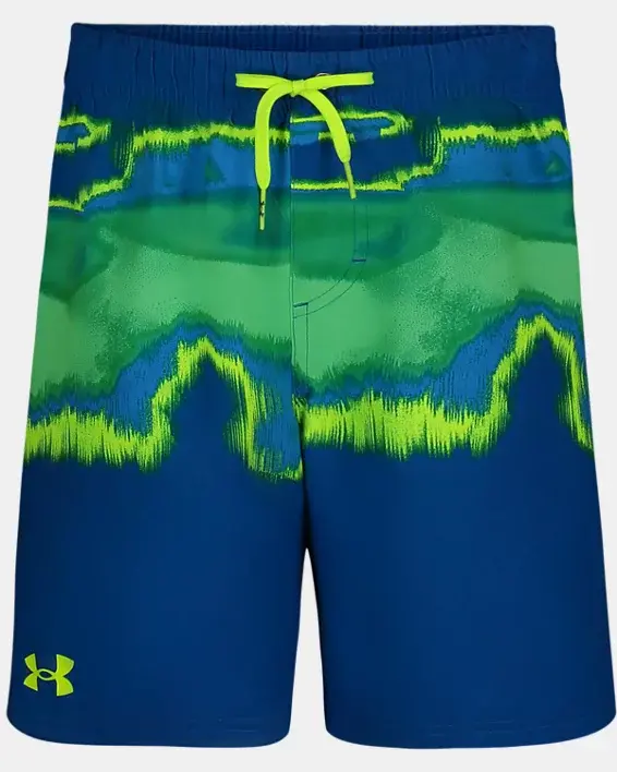 Under Armour Boys' UA Vaporous Stripe Swim Volley Shorts. 1