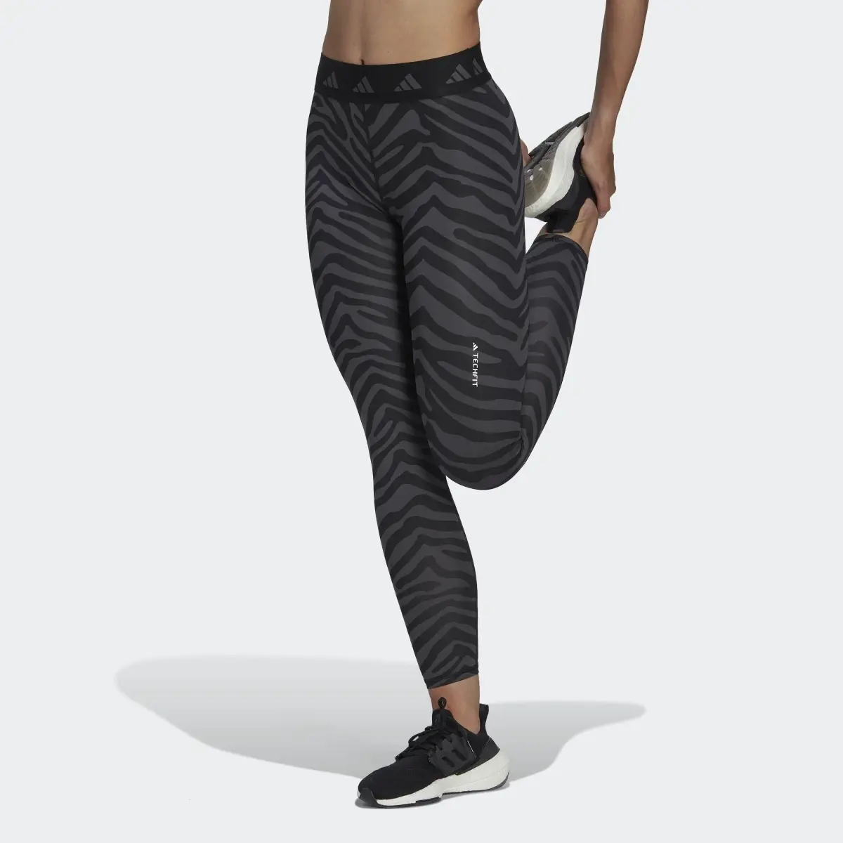 Adidas Hyperglam Techfit High-Waisted 7/8 Zebra Leggings. 1