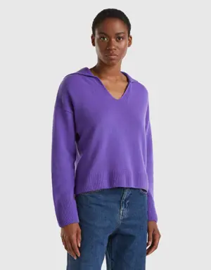 boxy fit sweater with polo collar