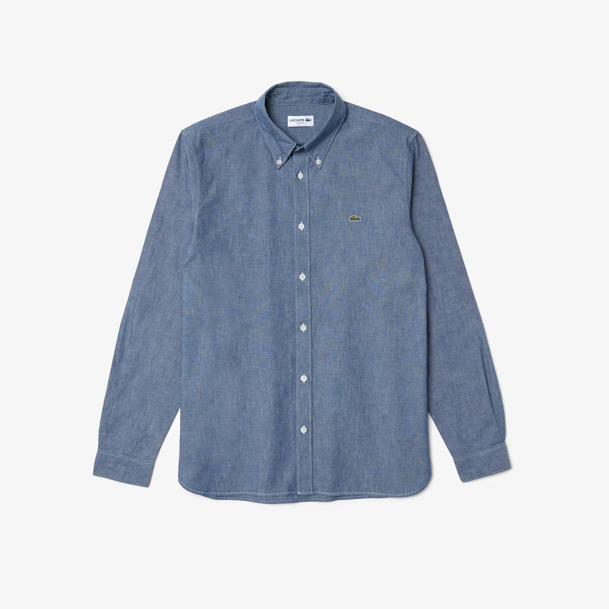 Lacoste Camicia da uomo in chambray di cotone slim fit. 2