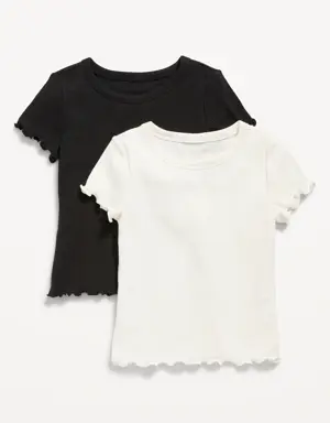 Rib-Knit Lettuce-Edge T-Shirt 2-Pack for Girls multi