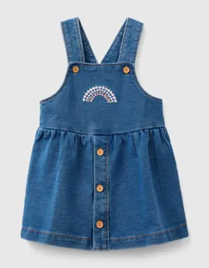 denim look dungaree skirt