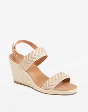 Old Navy Open-Toe Braided Straw Espadrille Wedge Sandals for Women white