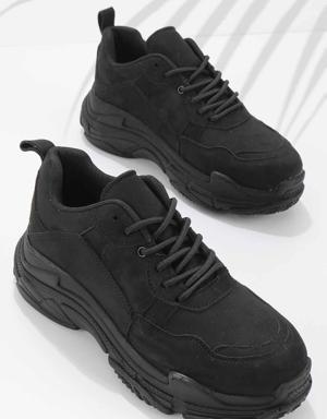 Siyah Siyah Süet Kadın Sneaker K01591007202
