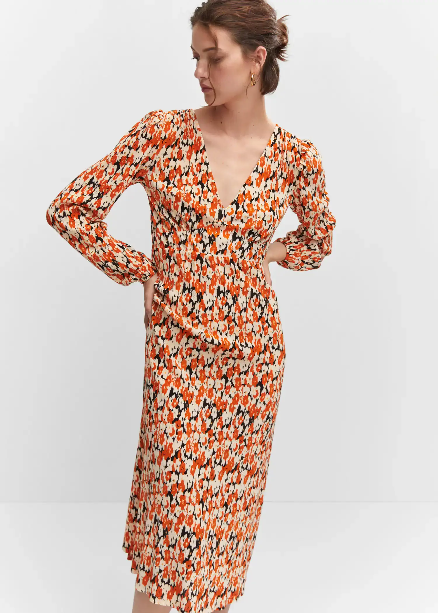 Mango Printed textured dress. 1