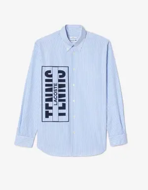 Contrast Branded Striped Shirt