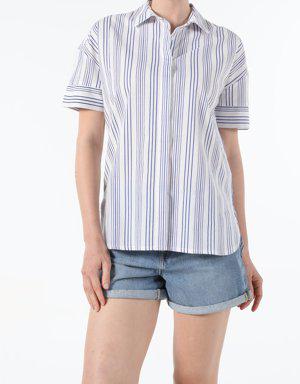 Whıte Woman Short Sleeve Shirt