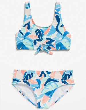 Tie-Front Bikini Swim Set for Girls blue