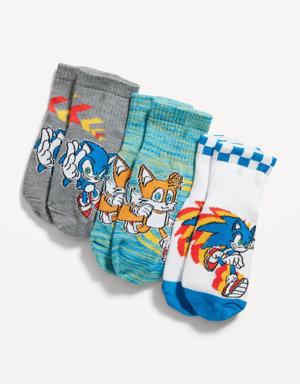 Licensed Pop-Culture Quarter Crew Socks 3-Pack for Boys blue