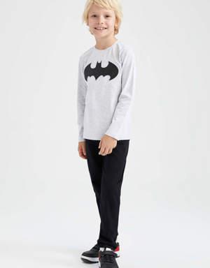 Erkek Çocuk Batman Bisiklet Yaka Uzun Kollu Tişört