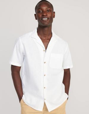 Short-Sleeve Linen-Blend Camp Shirt for Men white