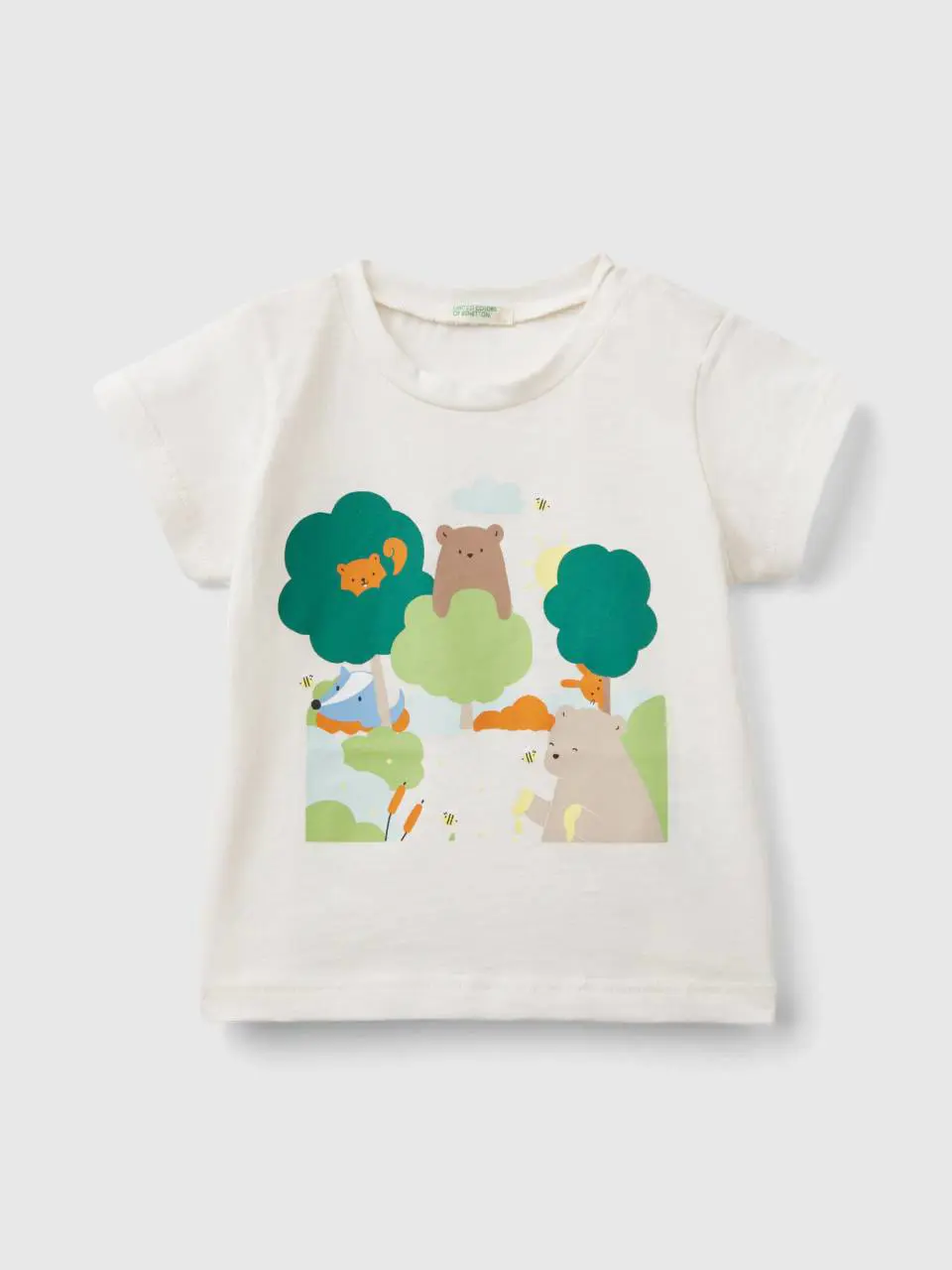 Benetton t-shirt in organic cotton with print. 1