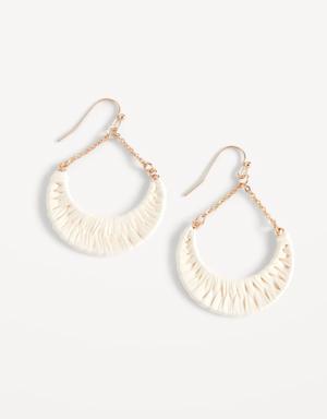 Raffia-Wrapped Hoop Earrings for Women gold