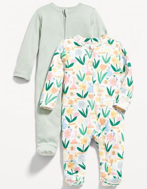 Old Navy Unisex Sleep & Play 2-Way-Zip Footed One-Piece 2-Pack for Baby white