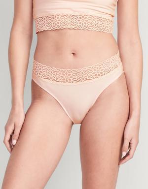Old Navy Mid-Rise Supima® Cotton-Blend Lace-Trimmed Bikini Underwear pink