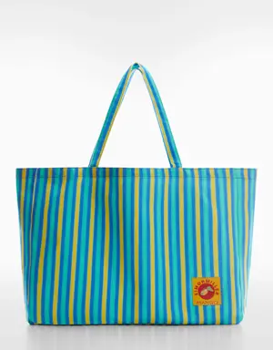 Multi-colored striped maxi bag
