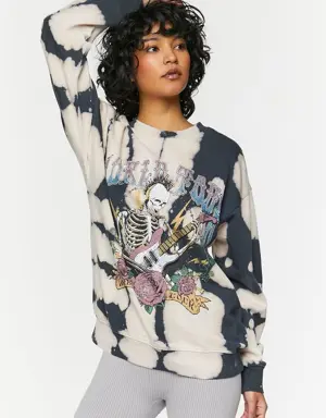 Forever 21 World Tour Graphic Bleach Dye Pullover Black/Multi