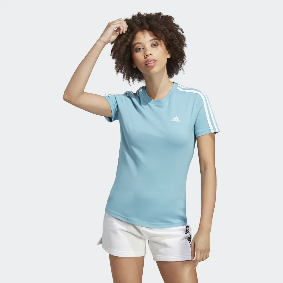 Adidas LOUNGEWEAR Essentials Slim 3-Streifen T-Shirt. 2