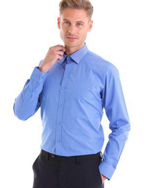 Mavi 100% Pamuk Desenli Comfort Fit uzun Kol Gömlek
